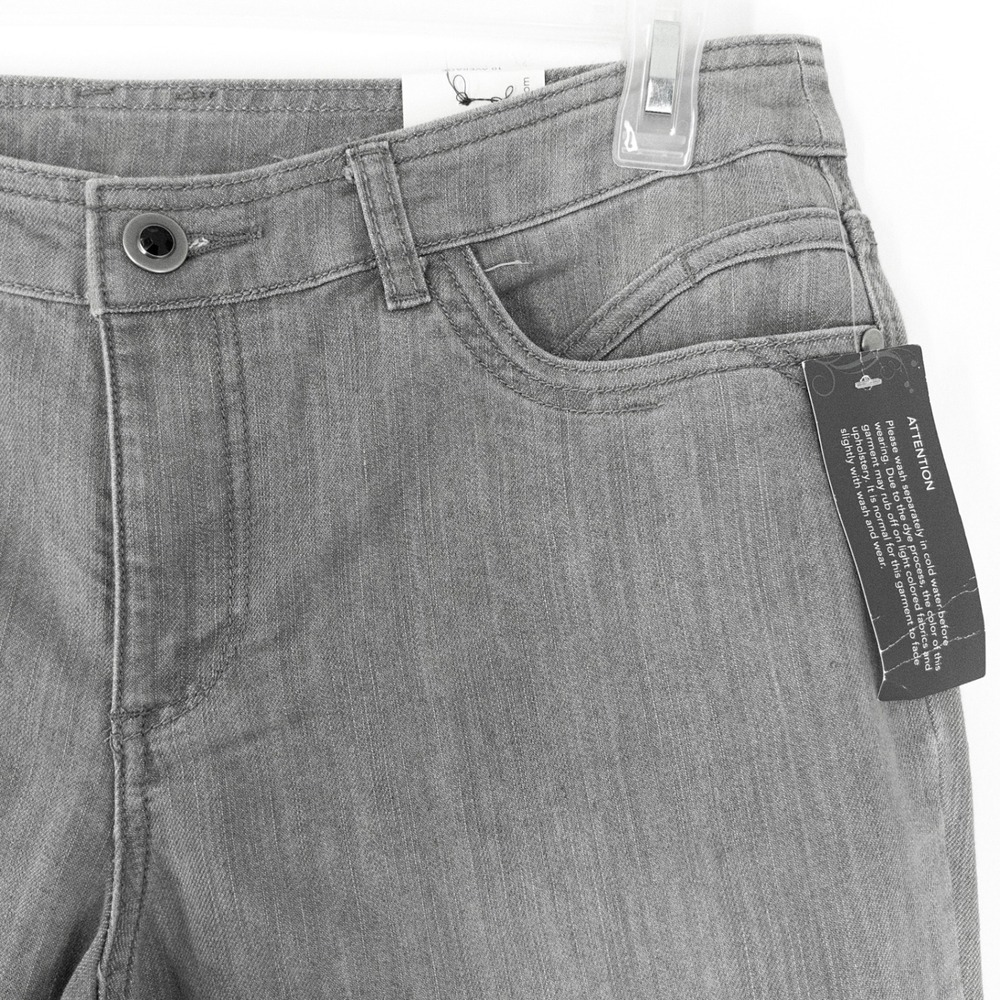 NEW Christopher & Banks Gray Denim Skimmer Capri Jeans Women's Size 10 Stretch - Picture 3 of 11